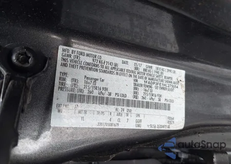 2017 Ford Focus Se z USA, uszkodzony, nr VIN 1FADP3FE1HL275054